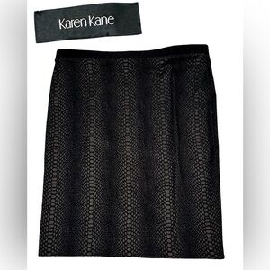 Karen Kane Black Snakeskin Textured Pencil Skirt Womens Large Career Office Mini